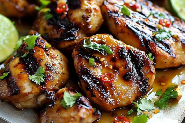 Delicioso pollo a la parrilla estilo tailandés