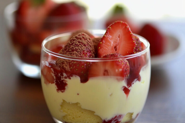 Delicioso tiramisú de fresas fácil y rápido