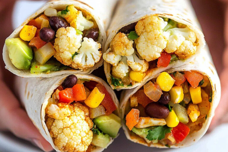Deliciosos burritos de coliflor y verduras