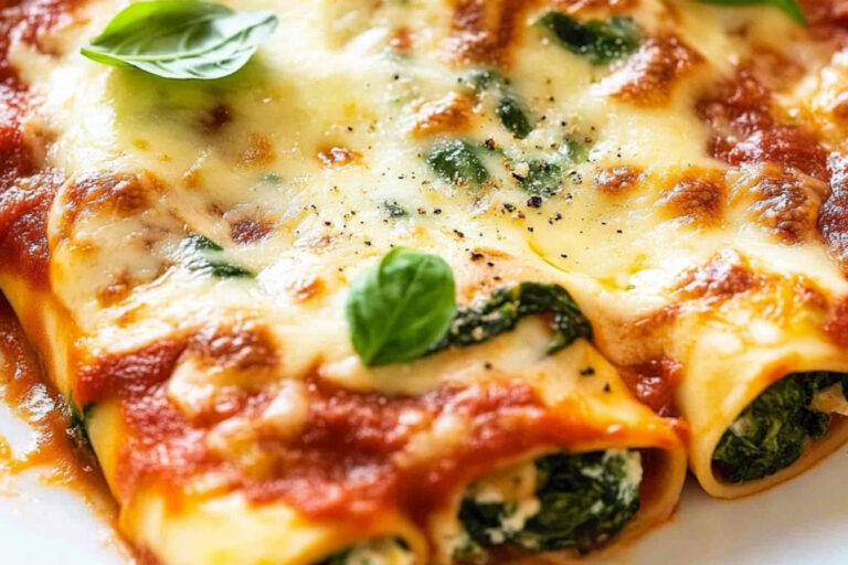 Deliciosos canelones de espinacas y ricotta