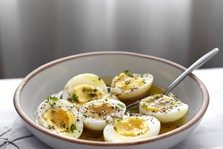 Deliciosos huevos con vinagreta al instante