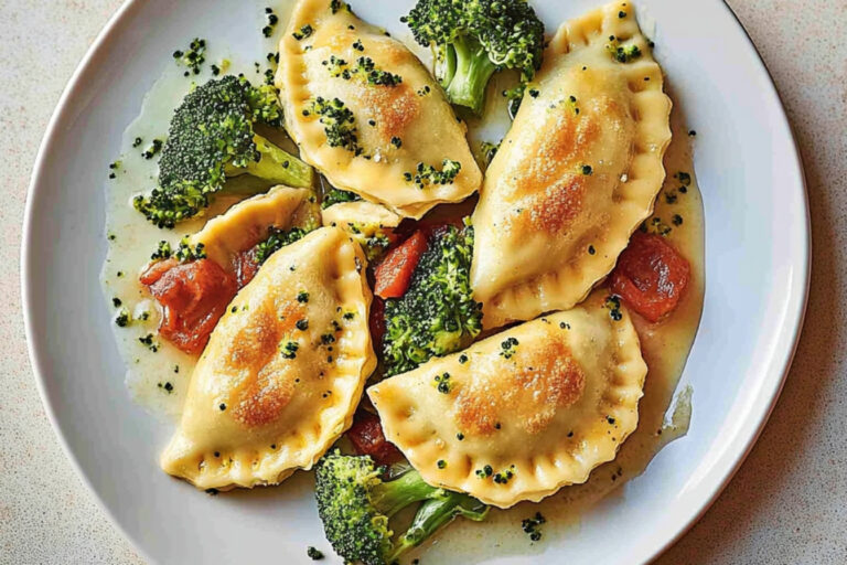 Deliciosos pierogi de brócoli y queso cremoso