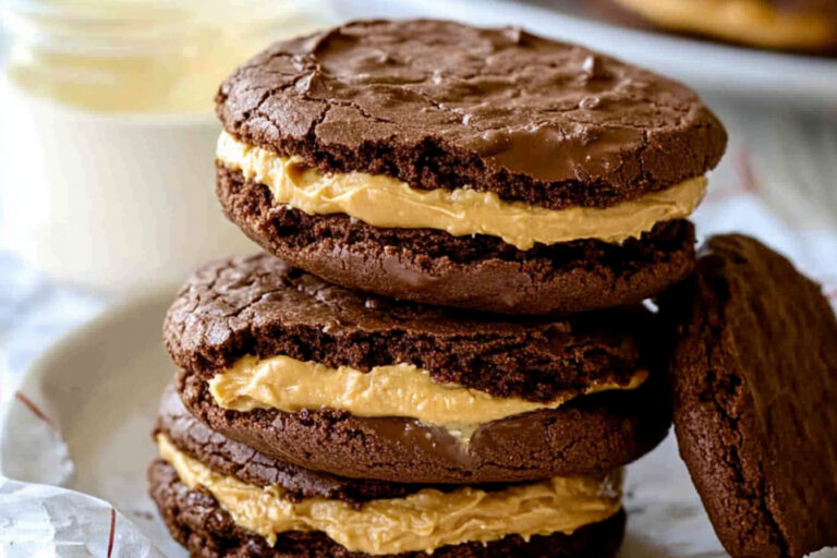 Deliciosos sándwiches de brownie con crema de cacahuate