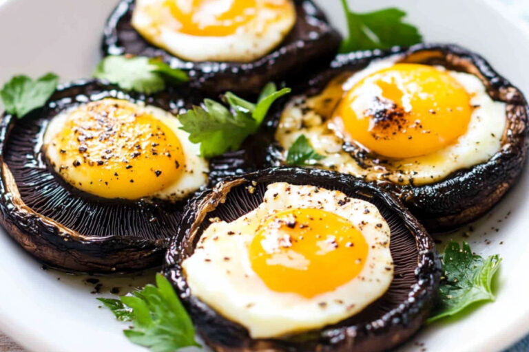 Desayuno delicioso: Portobello asado con huevos