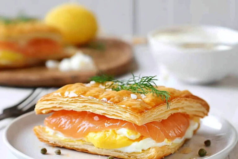 Desayuno elegante de salmón ahumado y huevos