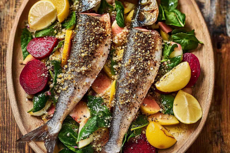 Ensalada de caballa con remolacha vibrante