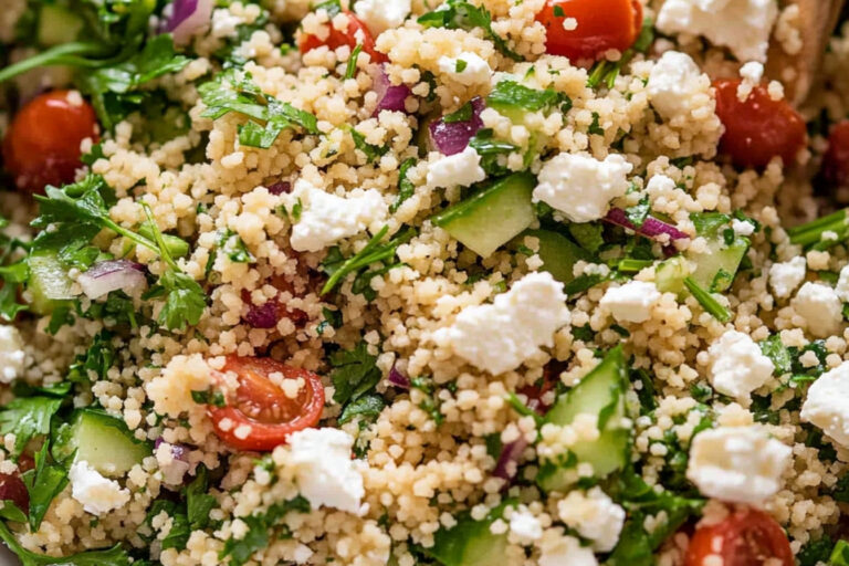 Ensalada de cuscús con feta fresca y sabrosa