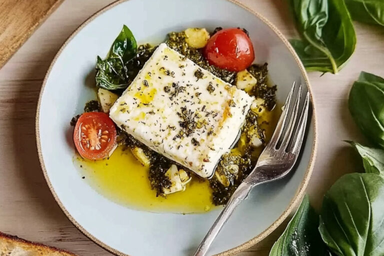 Feta al horno con hierbas y tomate delicioso