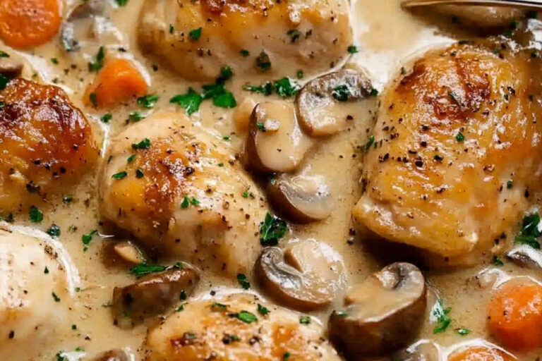 Fricassee de pollo: stew francés rápido y delicioso