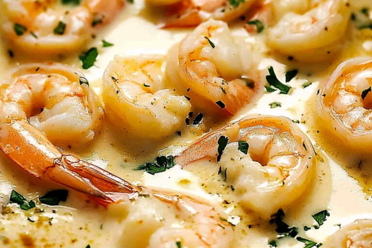 Gambas en salsa cremosa de ajo irresistibles