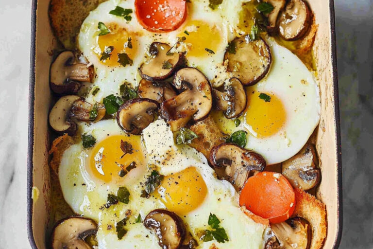 Huevos coddled con champiñones y ajo irresistibles
