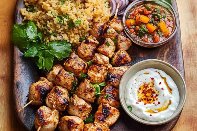Kebabs de pollo a la parrilla
