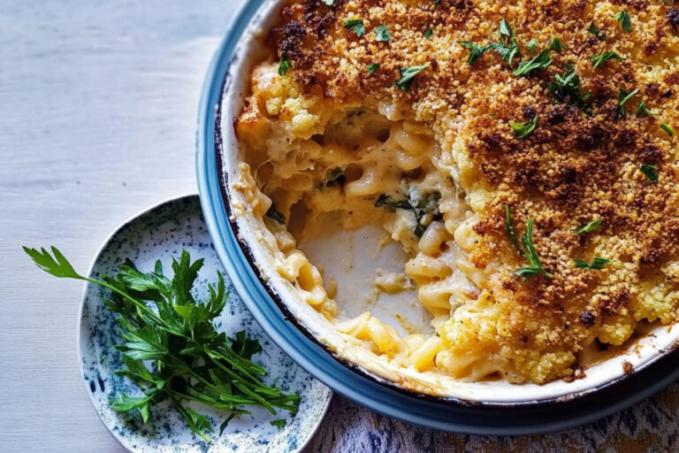 Macarrones con queso y coliflor irresistibles