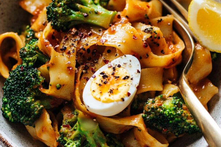 Pappardelle con ajo y brócoli