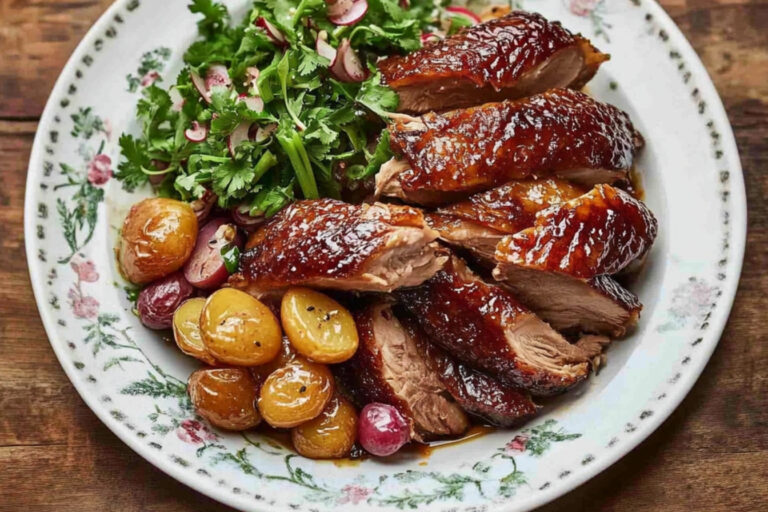 Pato crujiente con salsa de ciruela deliciosa