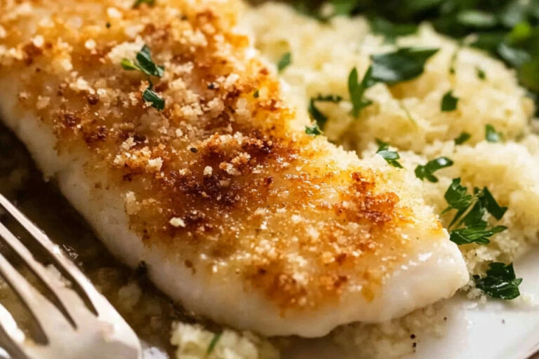 Pescado crujiente al ajo y parmesano saludable