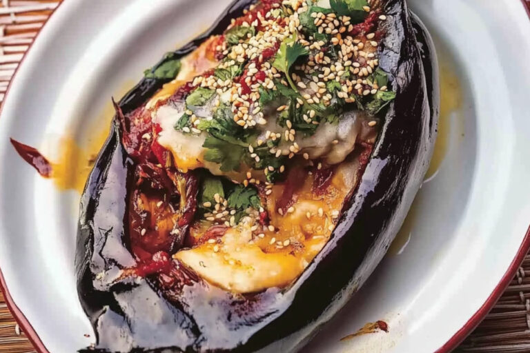Pimientos ahumados con berenjena quemada deliciosa