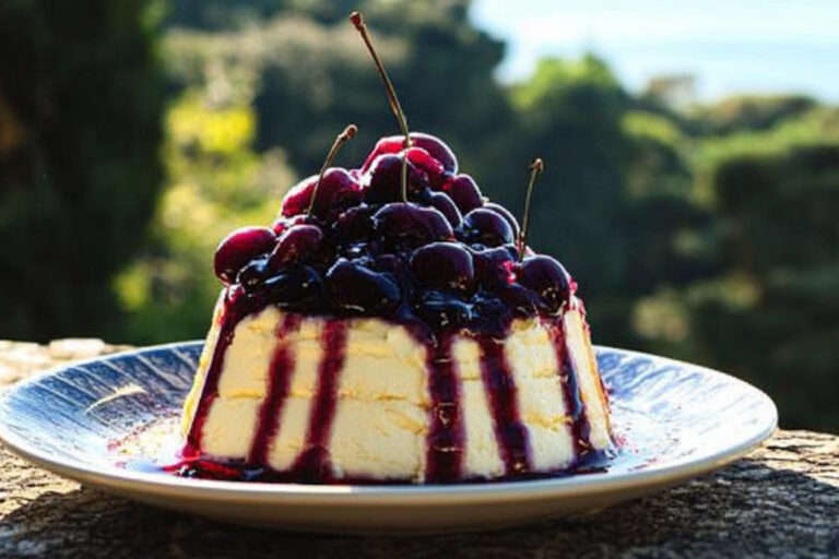 Ricotta al horno con cerezas salteadas deliciosa