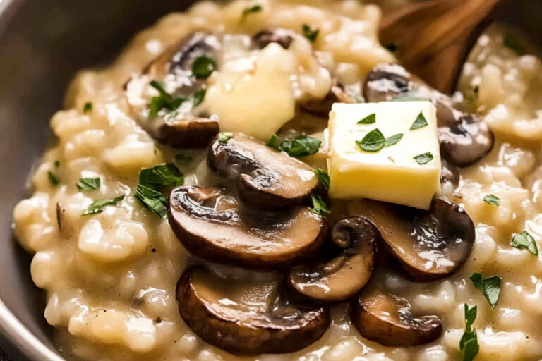 Risotto de champiñones cremoso y delicioso