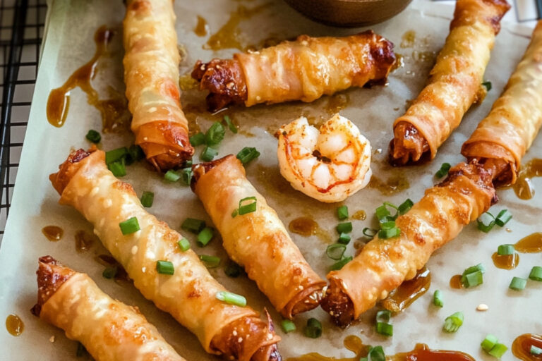 Rollos de camarón crujientes y deliciosos