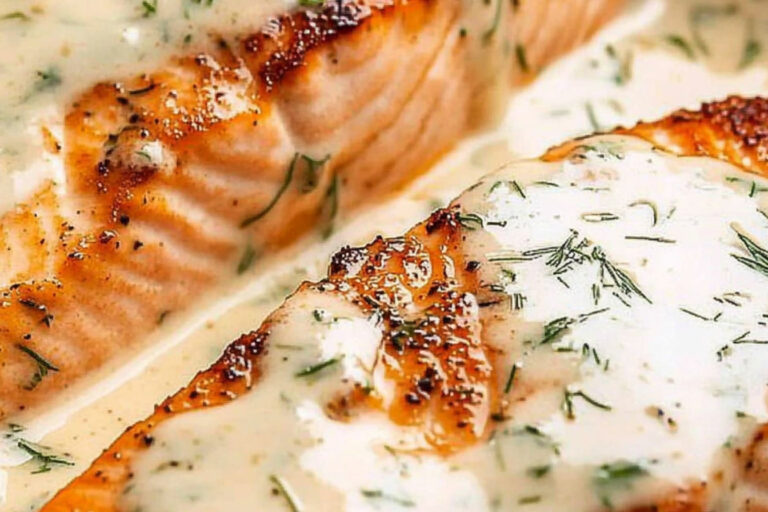 Salmón en salsa cremosa de ajo y hierbas