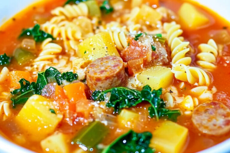 Sopa Minestrone con Salchicha Picante Deliciosa