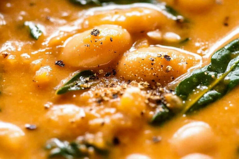 Sopa cremosa de tomate y frijoles deliciosa