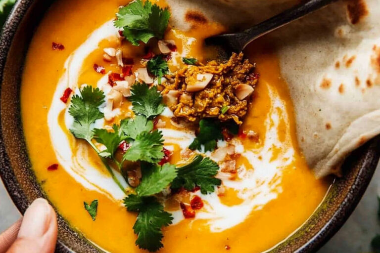 Sopa de calabaza tailandesa con coco deliciosa