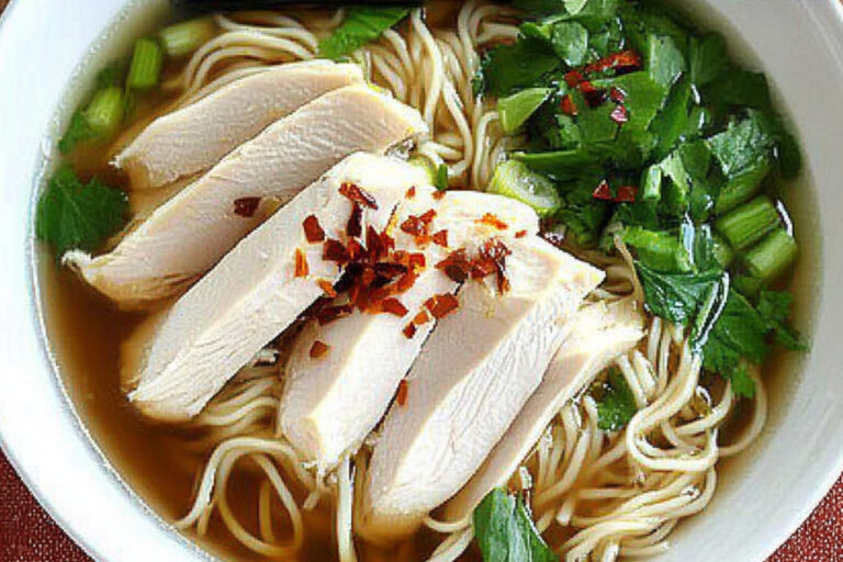Sopa de fideos con pollo