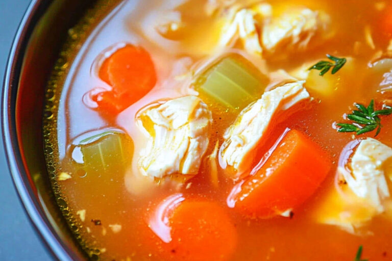 Sopa deliciosa para aprovechar pollo sobrante