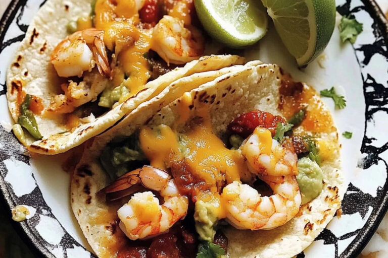 Tacos de camarones con queso irresistibles