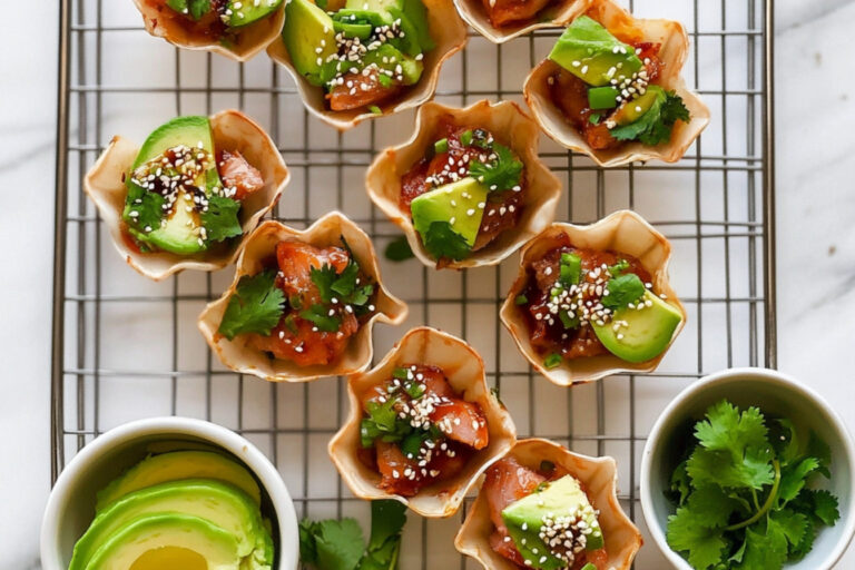 Tazas de Wonton con Atún Picante Deliciosas