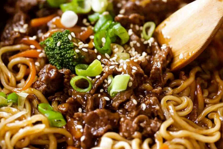 Ternera asiática con fideos deliciosa y rápida