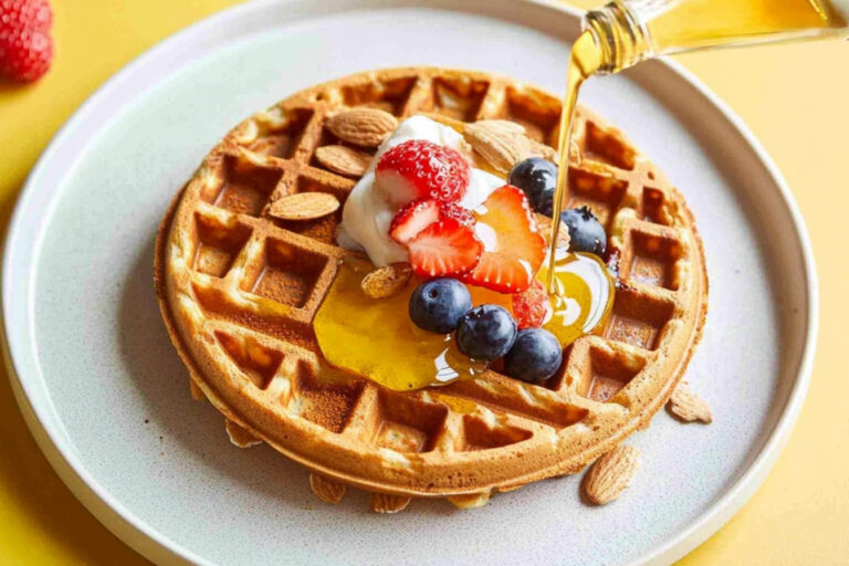 Waffles crujientes con polvo de granola deliciosa
