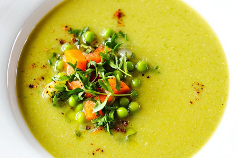 Deliciosa sopa de guisantes para reconfortar el alma.