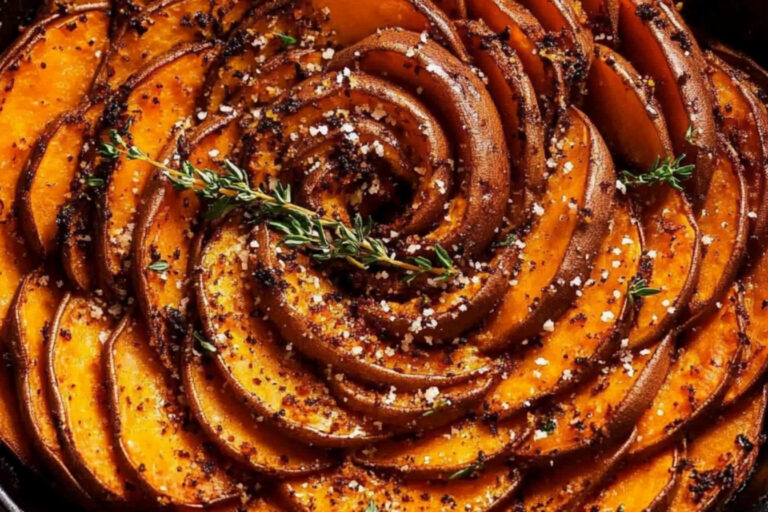Deliciosa y colorida gratinada de batata espiral