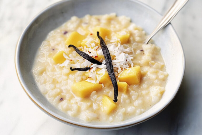 Delicioso pudín de arroz y mango fácil de hacer