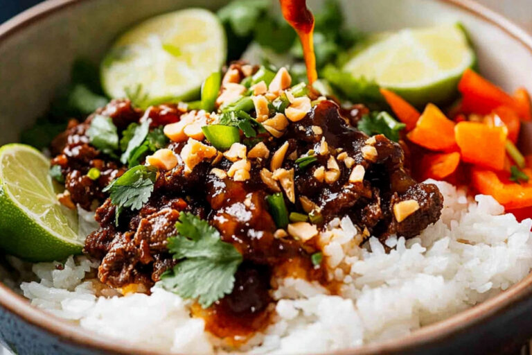 Deliciosos tazones de carne al chili tailandés