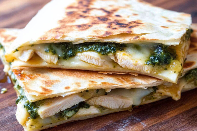 Quesadilla de pollo con pesto