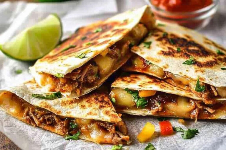 Quesadillas de carnitas con cebollas