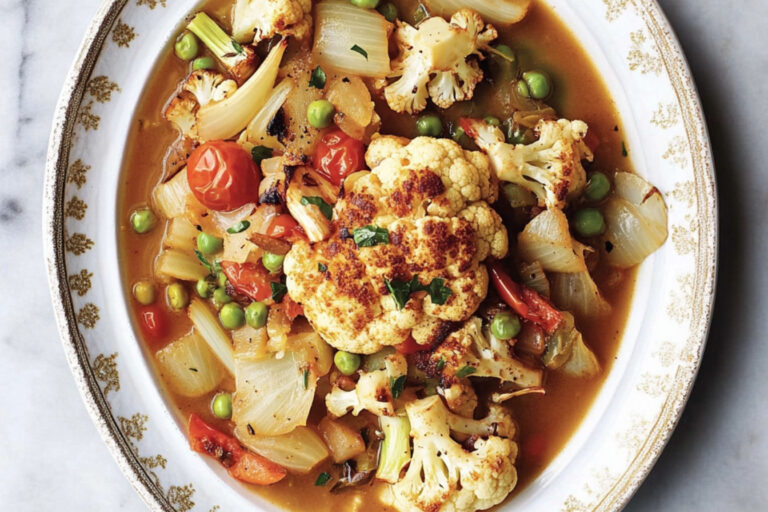 Sustanciosa cazuela griega de coliflor deliciosa